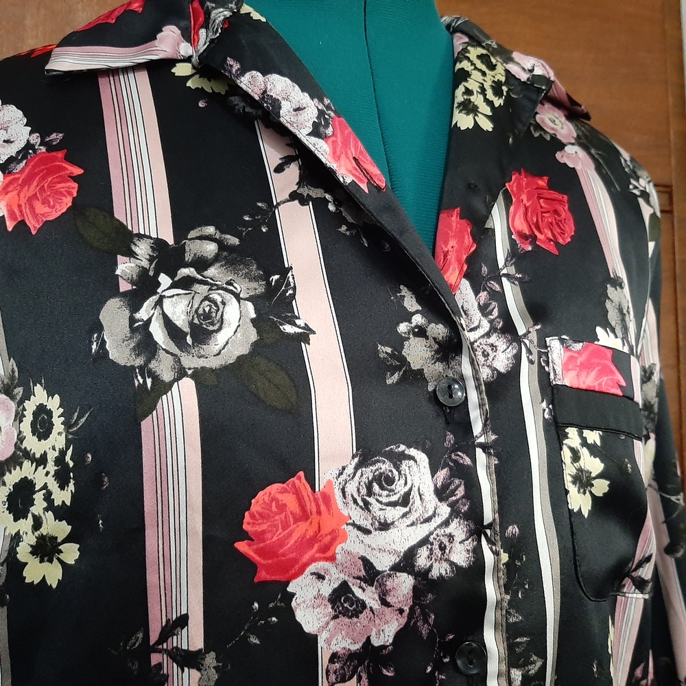 Victoria's Secret Black Floral Pajama Top